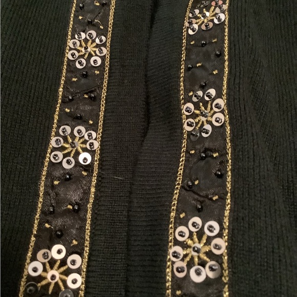 Sequin Cardigan w/ built in matching shirt Holiday black &/gold & silver XL - Picture 5 of 15